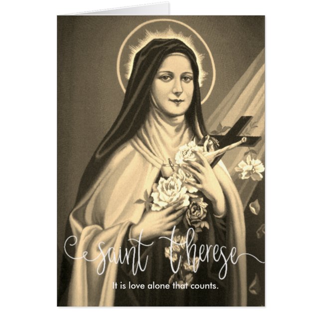 St. Therese | Sepia | White Script Overlay (Front)