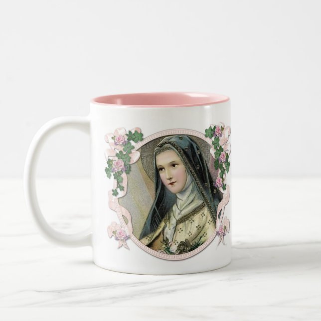 St. Therese the Little Flower Religious Carmelite Two-Tone Coffee Mug (Left)