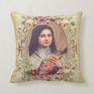 St. Therese the Little Flower Roses Crucifix Cushion