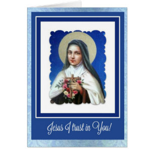 St. Therese the Little Flower w/crucifix & roses