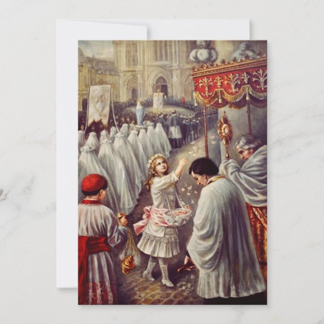 St. Therese Throwing Roses Corpus Domini Fine Art  Holiday Card (Front)