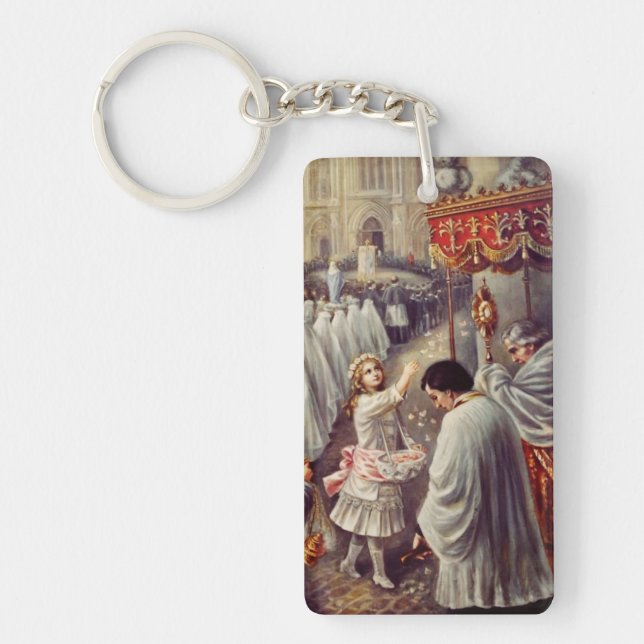 St. Therese Throwing Roses Corpus Domini Fine Art  Key Ring (Front)