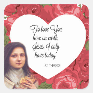 St. Therese Vintage Victorian Red Roses Square Sticker