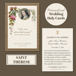 St. Therese Wedding Floral Holy Card