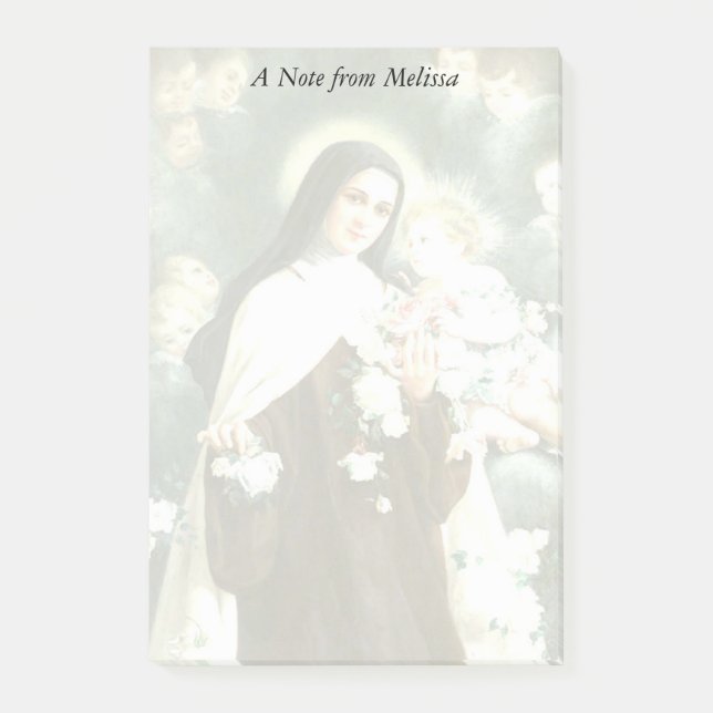 St. Therese with Roses, Crucifix & Angels Post-it Notes (Front)