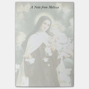 St. Therese with Roses, Crucifix & Angels Post-it Notes