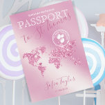 St. Thomas 50 and Fabulous Birthday Passport Map Invitation<br><div class="desc">Modern and Elegant St. Thomas World Map Invitation Birthday Destination,  like passport. Pink glitter details</div>