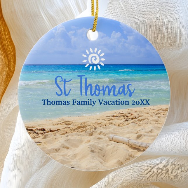 St Thomas Beach Vacation Family Trip Ceramic Tree Decoration (Creator Uploaded)