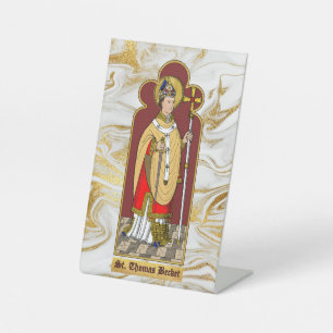 St. Thomas Becket with Sword (M 033; Colourized) Pedestal Sign