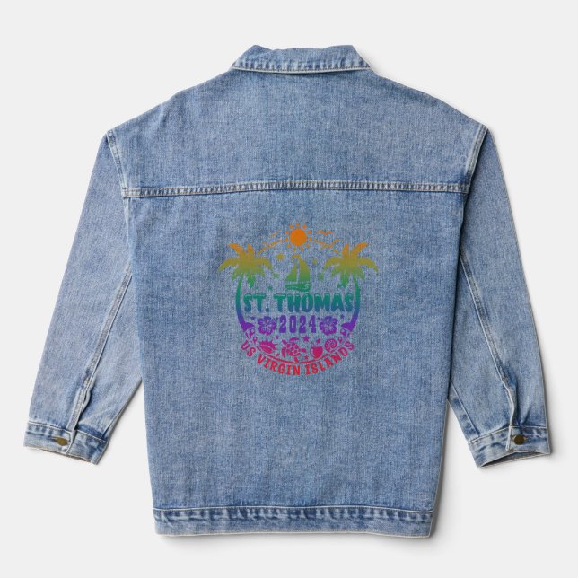 St. Thomas Bliss: Tropical U.S. Virgin Islands  Denim Jacket (Back)