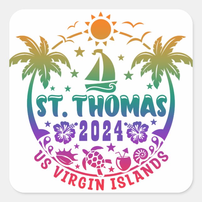 St. Thomas Bliss: Tropical U.S. Virgin Islands  Square Sticker (Front)