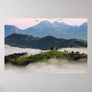 St. Thomas church and mountains in Slovenia poster