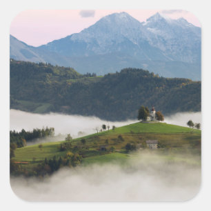 St. Thomas church and mountains, Slovenia sticker