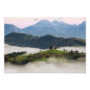 St. Thomas church with mountains in Slovenia photo Print