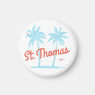 St. Thomas Island USVI Vintage Type Blue Palms Magnet