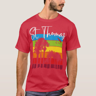 St Thomas Lover Rainbow Palm Trees Vacation Souven T-Shirt
