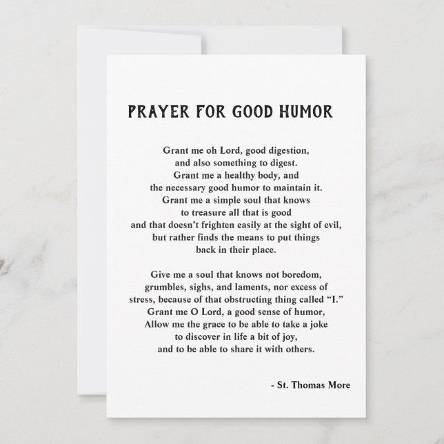 St. Thomas More Prayer for Good Humour Holiday Card (Front)