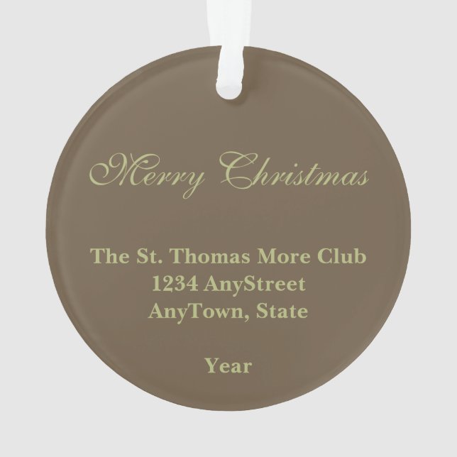 St. Thomas More (SAU 026) Circular Acrylic Ornament (Back)
