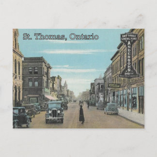 St. Thomas, Ontario - Talbot Street c. 1935 Postcard