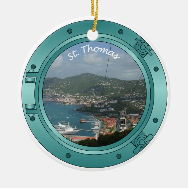 St Thomas Porthole Ceramic Tree Decoration (Front)