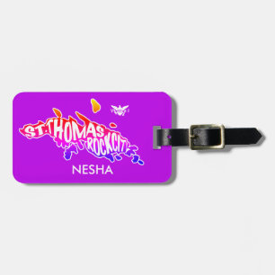 St. Thomas "Rock City" U.S. Virgin Islands Purple Luggage Tag