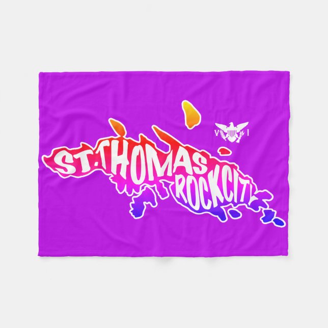 St. Thomas, "Rock City" Virgin Islands | Purple Fleece Blanket (Front (Horizontal))