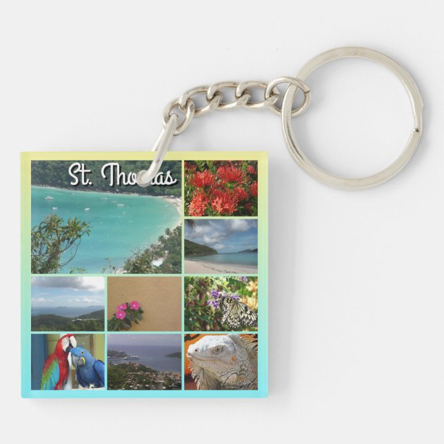 St. Thomas - Scenic Photo Collage 6115 Key Ring (Back)