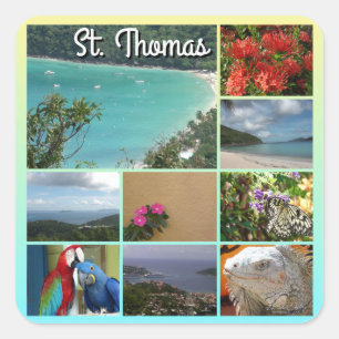 St. Thomas - Scenic Photo Collage 6115 Square Sticker
