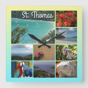 St. Thomas - Scenic Photo Collage 6115 Square Wall Clock