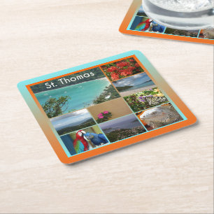 St. Thomas - Scenic Photo Collage 6119 Square Paper Coaster