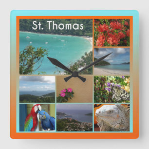 St. Thomas - Scenic Photo Collage 6119 Square Wall Clock