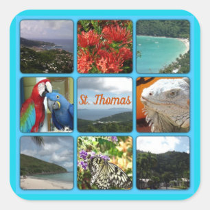 St. Thomas - Scenic Photo Collage Square Sticker