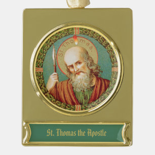 St. Thomas the Apostle (JMAS 12) Gold Plated Banner Ornament