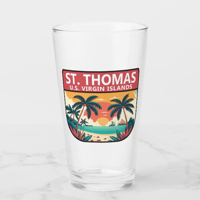 St Thomas U.S. Virgin Islands Retro Emblem Glass (Front)