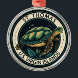 St Thomas U.S. Virgin Islands Turtle Badge Metal Tree Decoration<br><div class="desc">St Thomas vector art design. It's known for its beaches and snorkelling spots.</div>