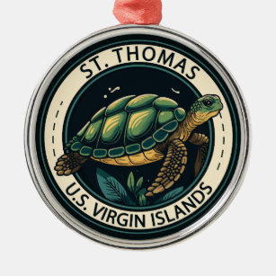 St Thomas U.S. Virgin Islands Turtle Badge Metal Tree Decoration