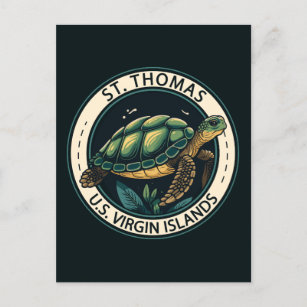 St Thomas U.S. Virgin Islands Turtle Badge Postcard