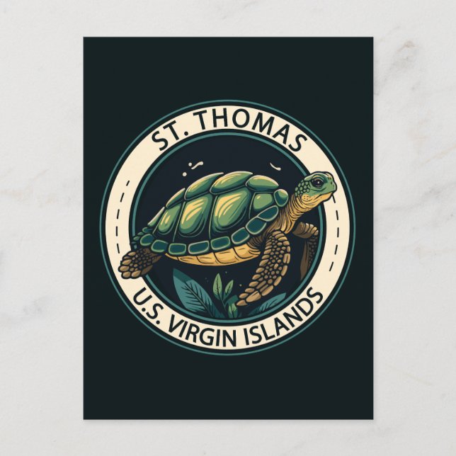 St Thomas U.S. Virgin Islands Turtle Badge Postcard (Front)