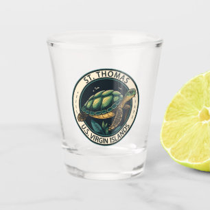 St Thomas U.S. Virgin Islands Turtle Badge Shot Glass