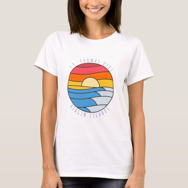St. Thomas USVI Vintage Beach Sunset T-Shirt (Front)