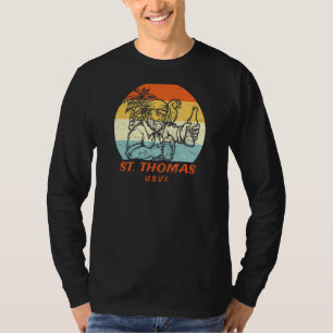 St Thomas Usvi Vintage Pirate & Parrot Vacation T-Shirt