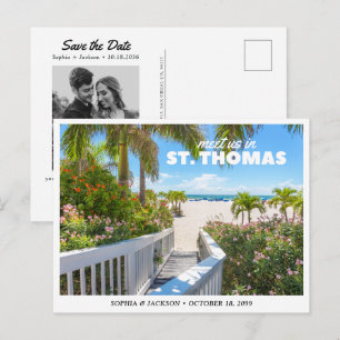 St. Thomas Wedding Save the Date Travel Retro Postcard