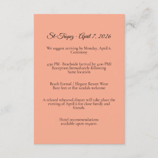 St. Tropez Destination Wedding  Enclosure Card