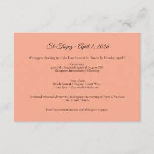St. Tropez Destination Wedding  Enclosure Card