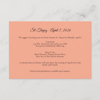 St. Tropez Destination Wedding  Enclosure Card