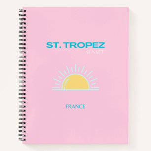 St Tropez, France, Preppy, Pink Notebook