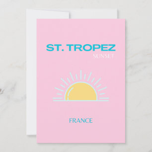 St Tropez, France, Preppy, Pink Thank You Card