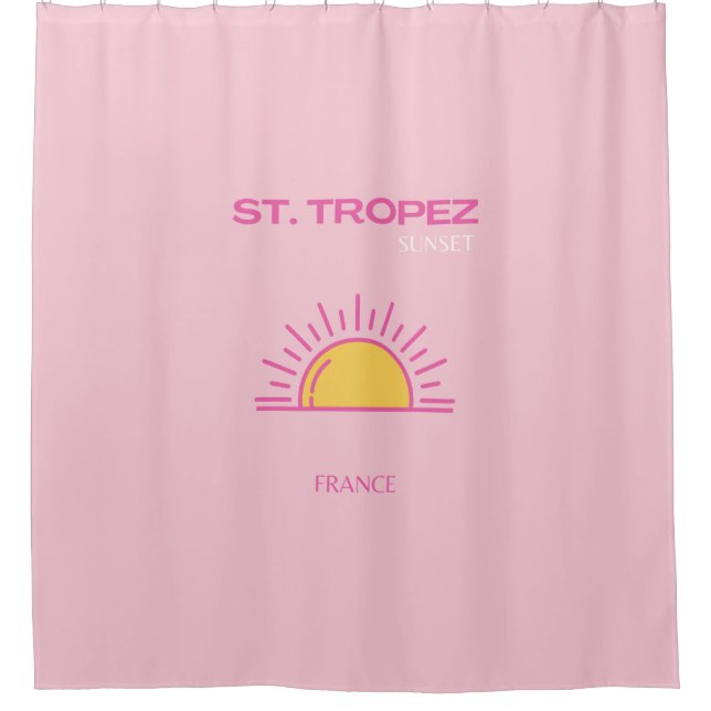St Tropez, France, Sunset, Travel Art, Pink Shower Curtain (Front)