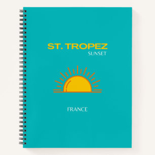 St Tropez, Sunset, Travel Art, Turquoise Notebook