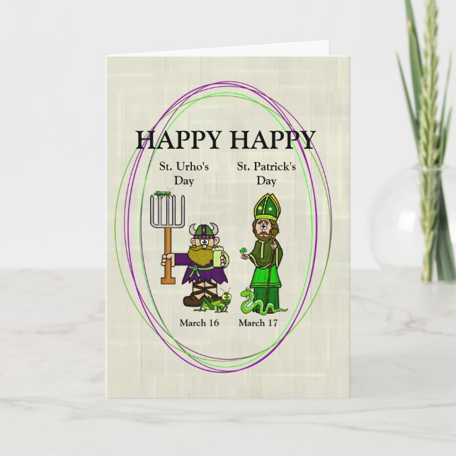 St. Urho and St. Patrick Together Card (Front)